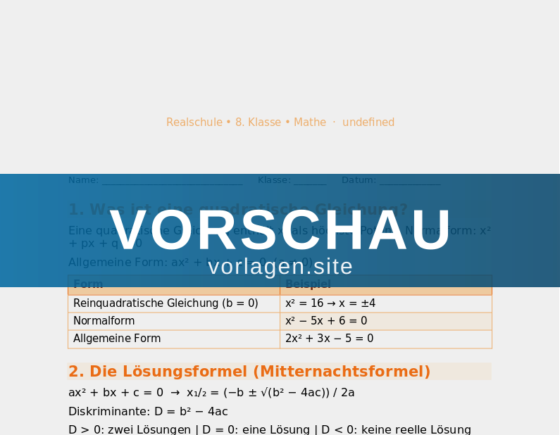 Quadratische Gleichungen