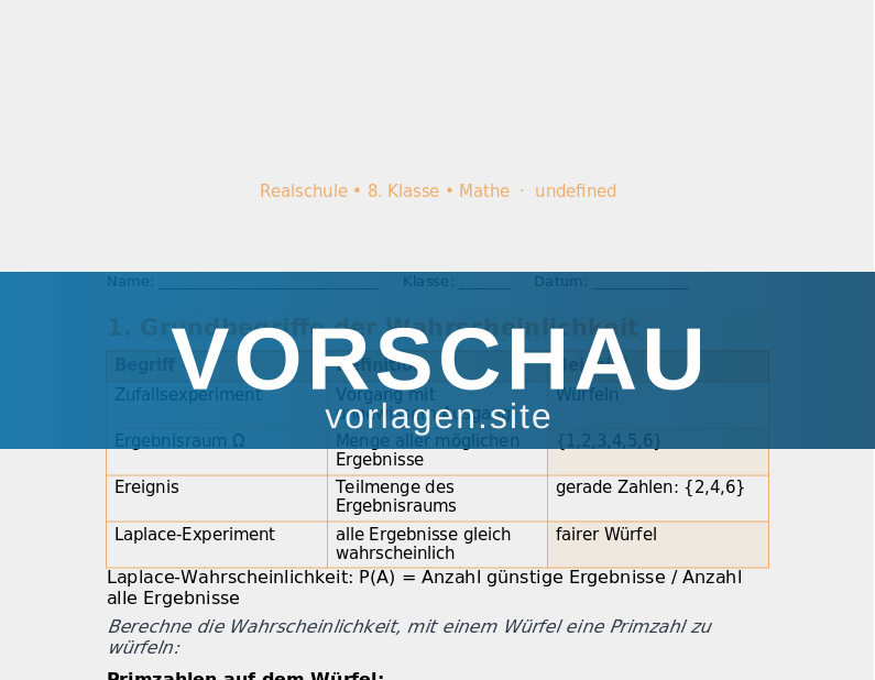 Wahrscheinlichkeit und Statistik Vertiefung