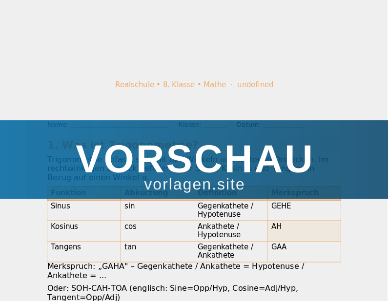 Einführung Trigonometrie