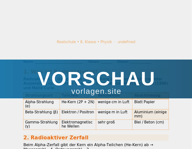 Radioaktivität und Kernspaltung