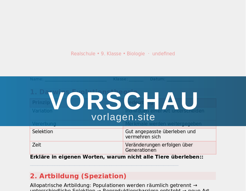 Evolution Vertiefung