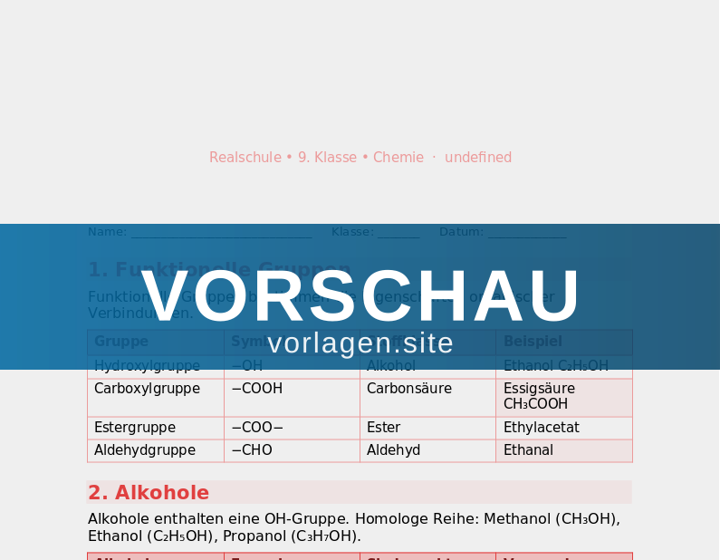 Kohlenstoffchemie Vertiefung