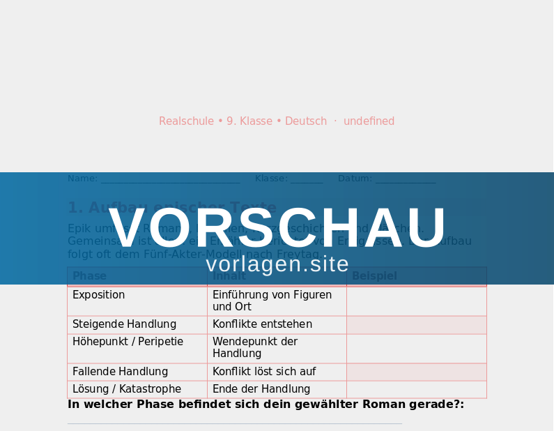 Analyse eines Romans – Epik