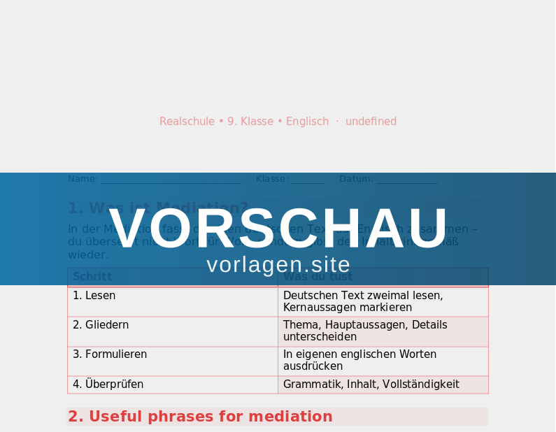 Mediation – Text zusammenfassen