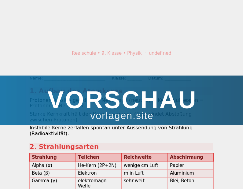 Kernphysik und Radioaktivität